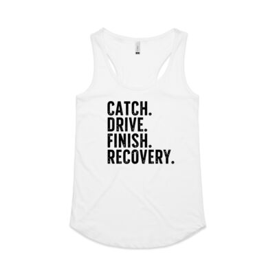 CATCH. DRIVE. FINISH. RECOVERY. | Women's Racerback Tank Thumbnail